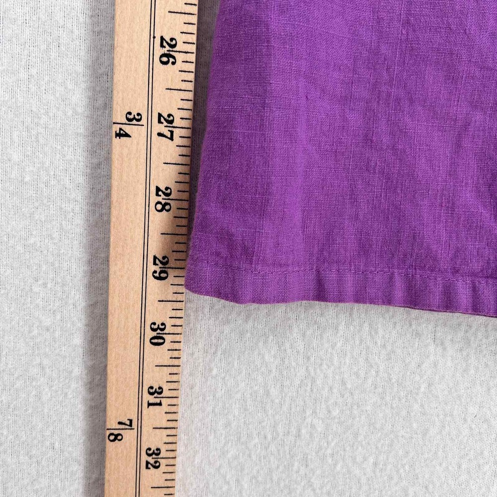 Enza Costa Pants Women Large Purple Linen Wide Leg High Rise Pocket Casual - Picture 16 of 16